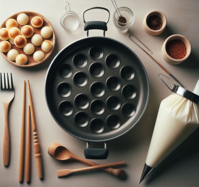 Utensilios y materiales necesarios para realizar las tortitas Poffertjes